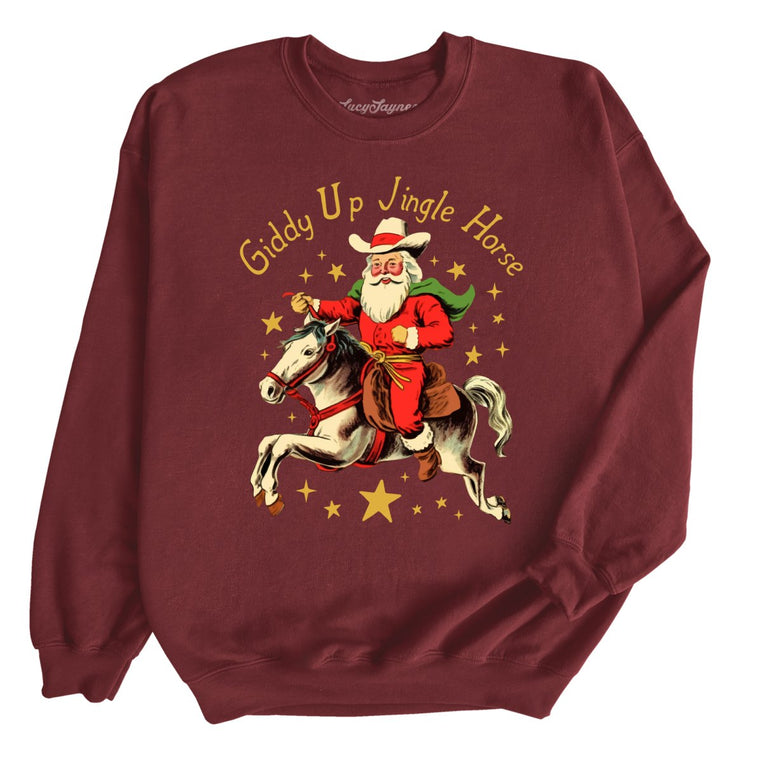 Giddy Up Jingle Horse - Maroon - Unisex Sweatshirt