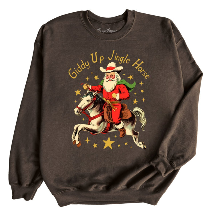 Giddy Up Jingle Horse - Dark Chocolate - Unisex Sweatshirt