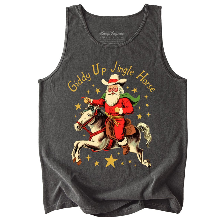 Giddy Up Jingle Horse Comfort Colors Graphic Tank Top - Pepper