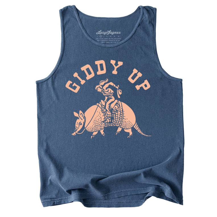 Giddy Up Comfort Colors Graphic Tank Top - Denim