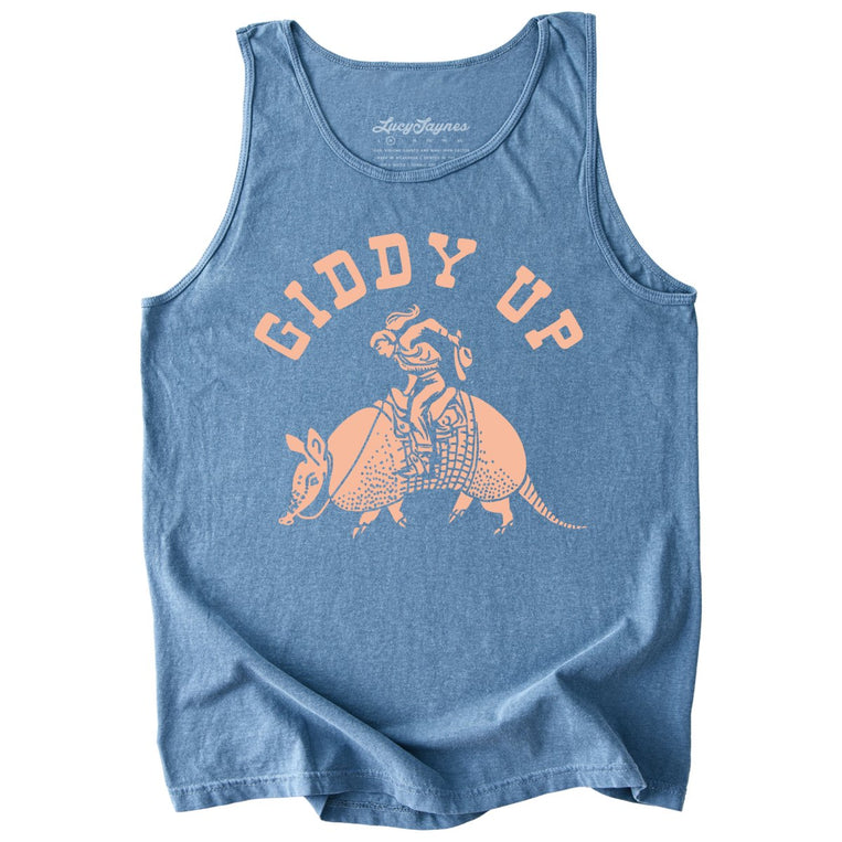 Giddy Up Comfort Colors Graphic Tank Top - Blue Jean