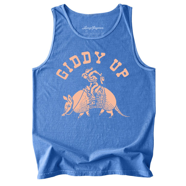 Giddy Up Comfort Colors Graphic Tank Top - Flo Blue