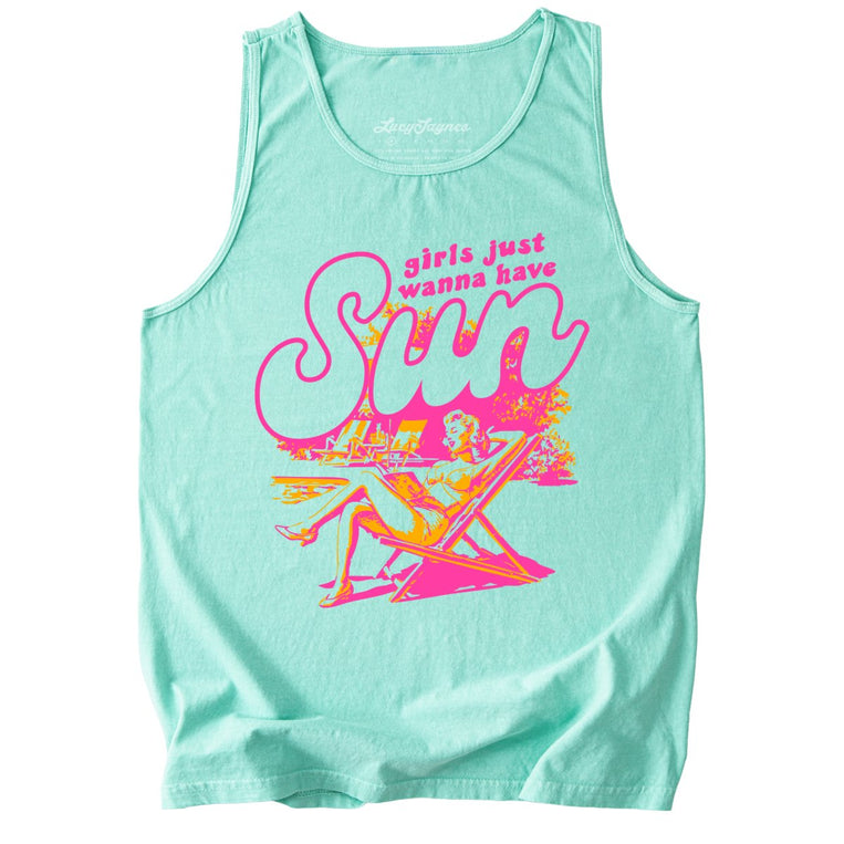 Girls Just Wanna Have Sun Comfort Colors Graphic Tank Top - Island Reef