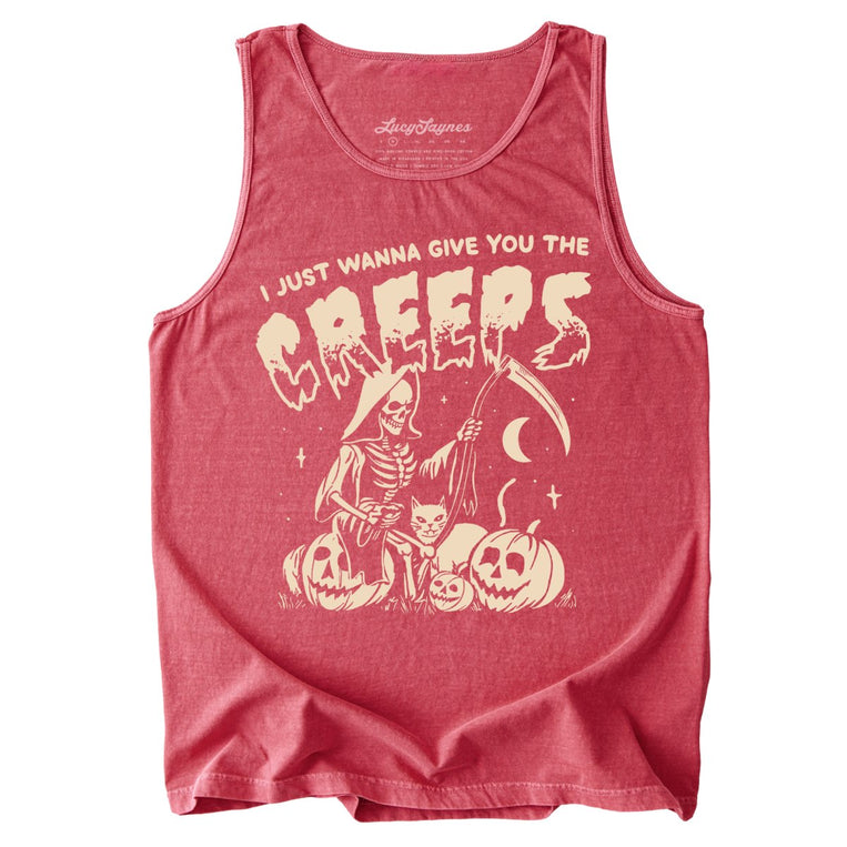 Give You The Creeps Comfort Colors Graphic Tank Top - Crimson