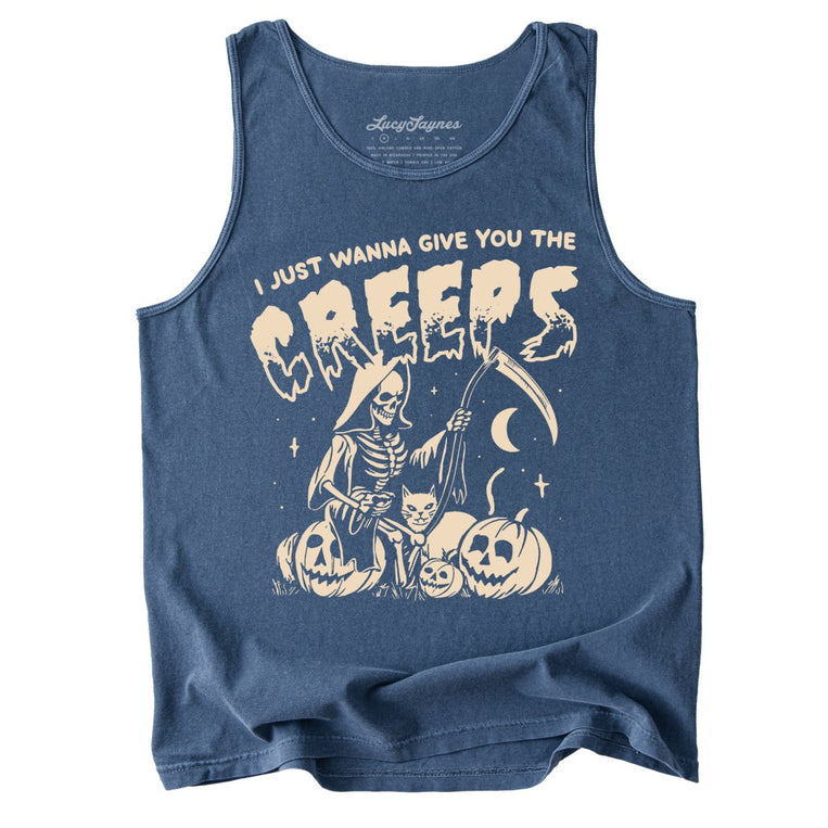 Give You The Creeps Comfort Colors Graphic Tank Top - Denim