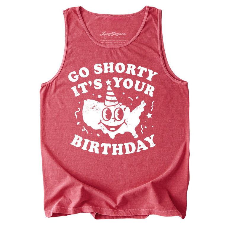 Go Shorty It's Your Birthday Comfort Colors Graphic Tank Top - Crimson