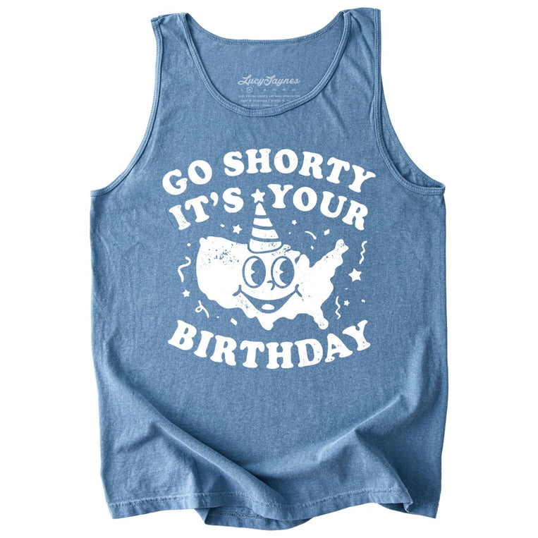 Go Shorty It's Your Birthday Comfort Colors Graphic Tank Top - Blue Jean