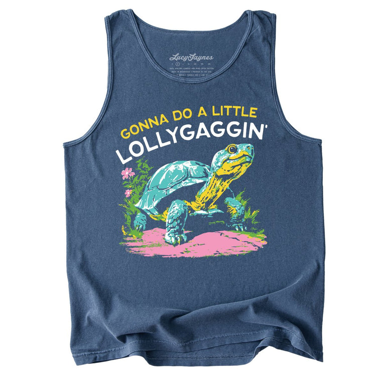 Gonna Do A Little Lollygaggin' Comfort Colors Graphic Tank Top - Denim
