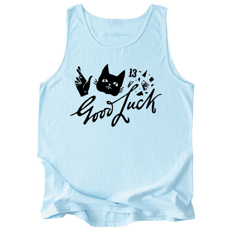 Good Luck Comfort Colors Graphic Tank Top - Chambray
