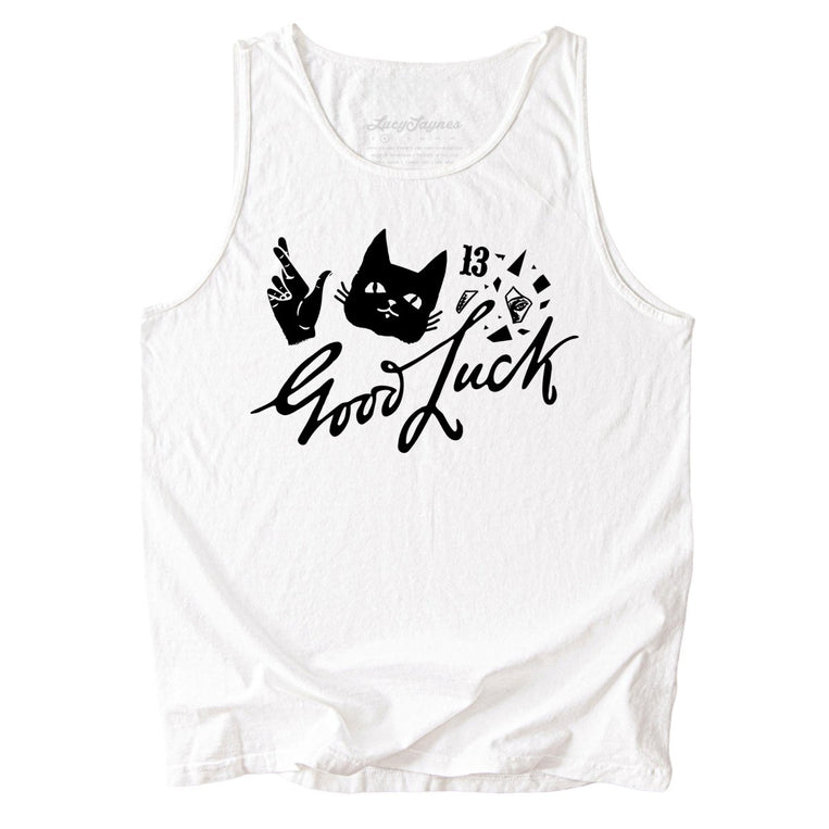 Good Luck Comfort Colors Graphic Tank Top - White