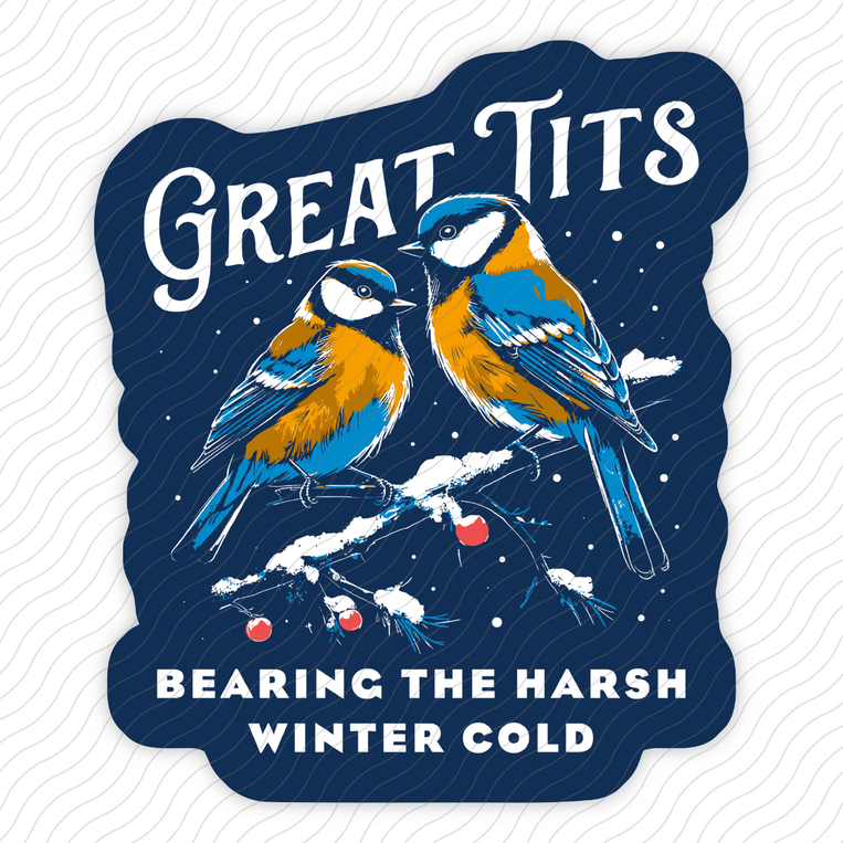 Great Tits Winter Cold - Sticker