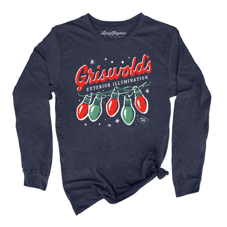 Griswold's Exterior Illumination - Heather Navy - Unisex Long Sleeve T-Shirt