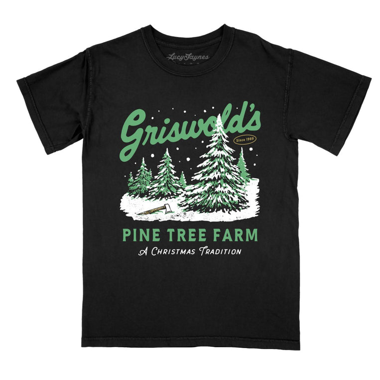 Griswold's Pine Tree Farm - Black - Comfort Colors Tee