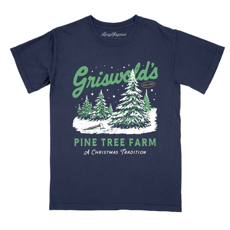 Griswold's Pine Tree Farm - True Navy - Comfort Colors Tee