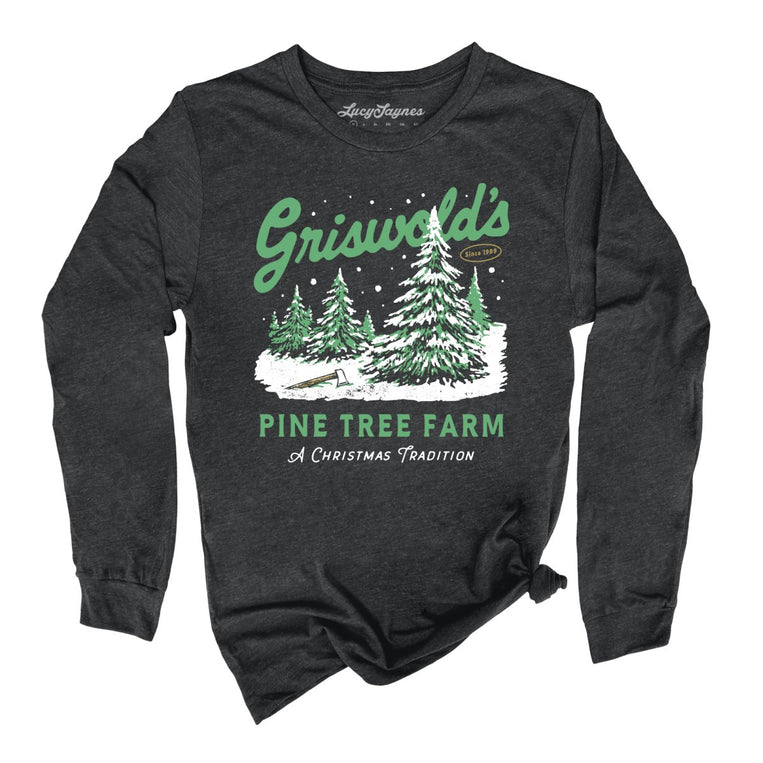 Griswold's Pine Tree Farm - Dark Grey Heather - Unisex Long Sleeve T-Shirt