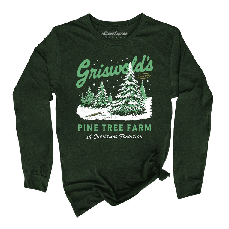 Griswold's Pine Tree Farm - Heather Forest - Unisex Long Sleeve T-Shirt