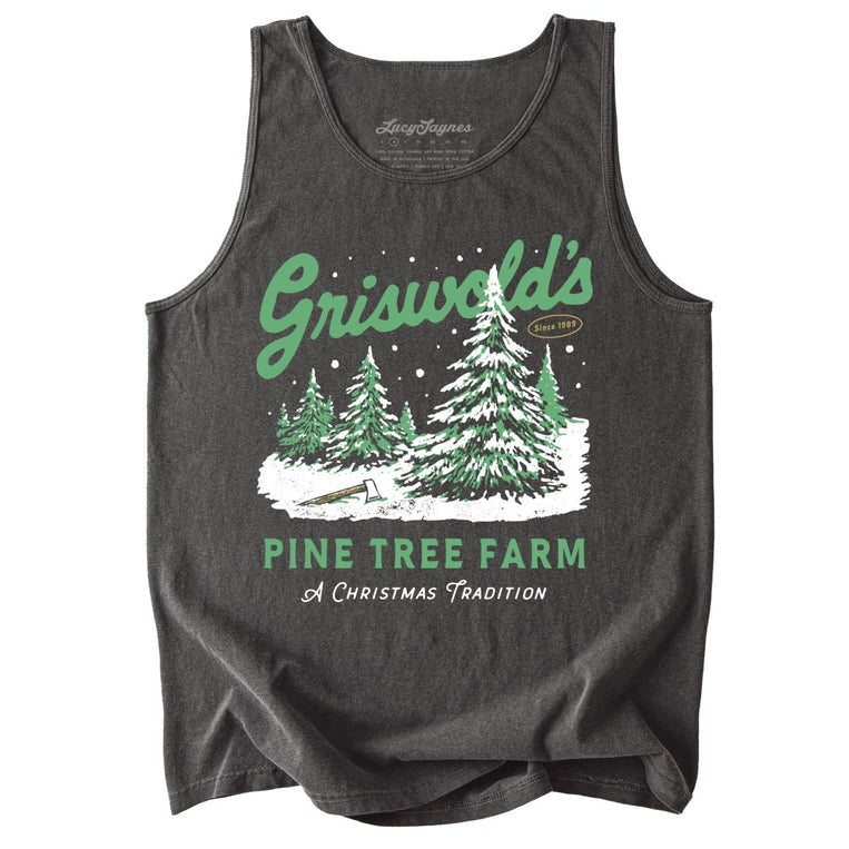 Griswold's Pine Tree Farm Comfort Colors Graphic Tank Top - Pepper