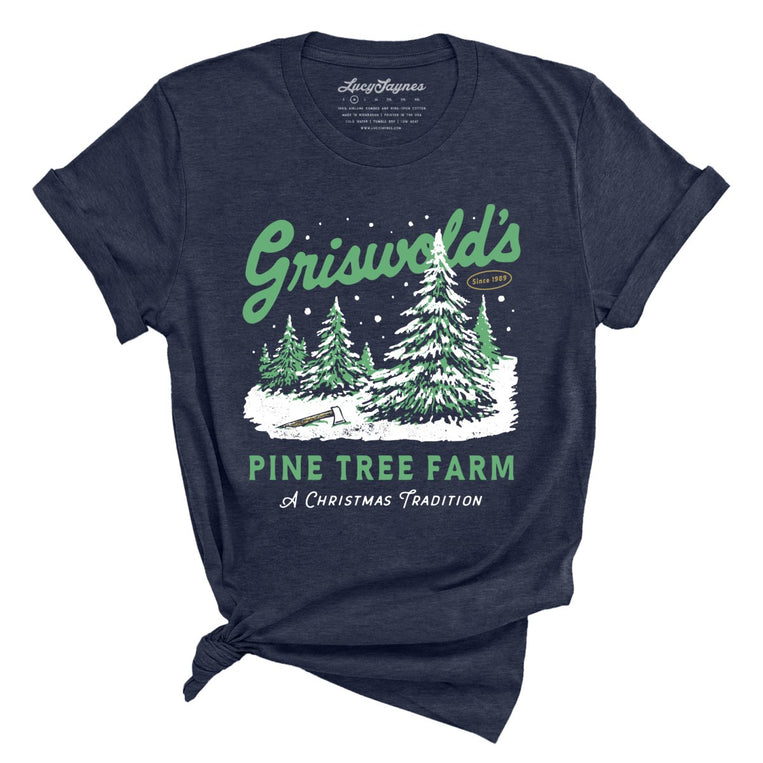 Griswold's Pine Tree Farm - Heather Midnight Navy - Unisex T-Shirt