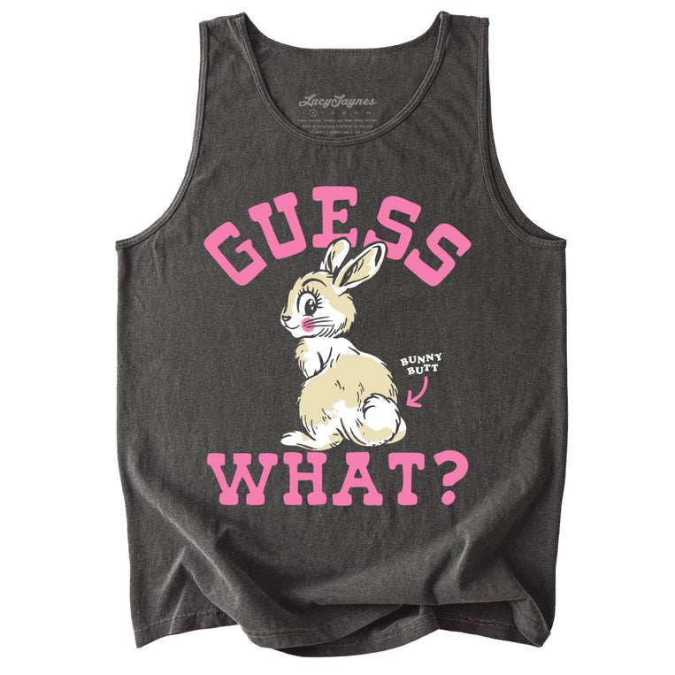 Guess What Bunny Butt Comfort Colors Graphic Tank Top - Pepper