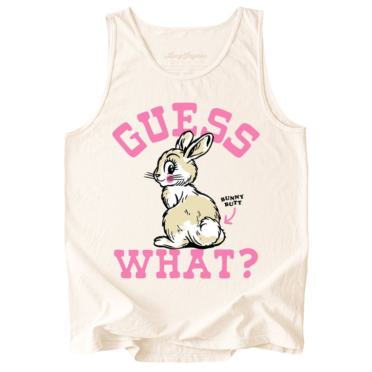 Guess What Bunny Butt Comfort Colors Graphic Tank Top - Ivory