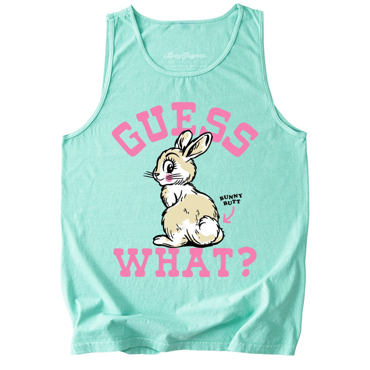 Guess What Bunny Butt Comfort Colors Graphic Tank Top - Island Reef