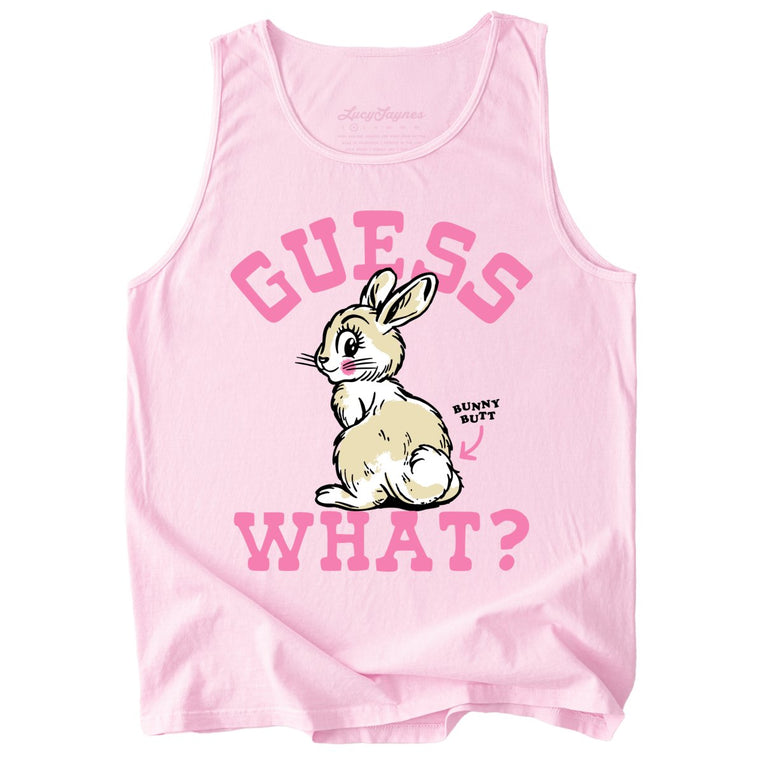Guess What Bunny Butt Comfort Colors Graphic Tank Top - Blossom