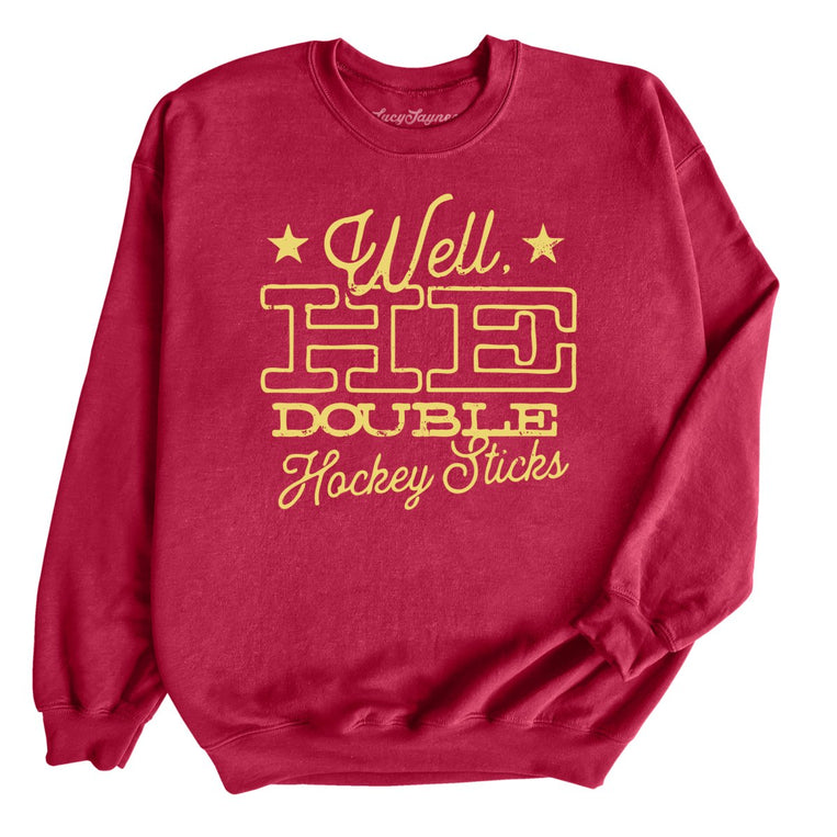 H E Double Hockey Sticks - Cardinal Red - Full Front