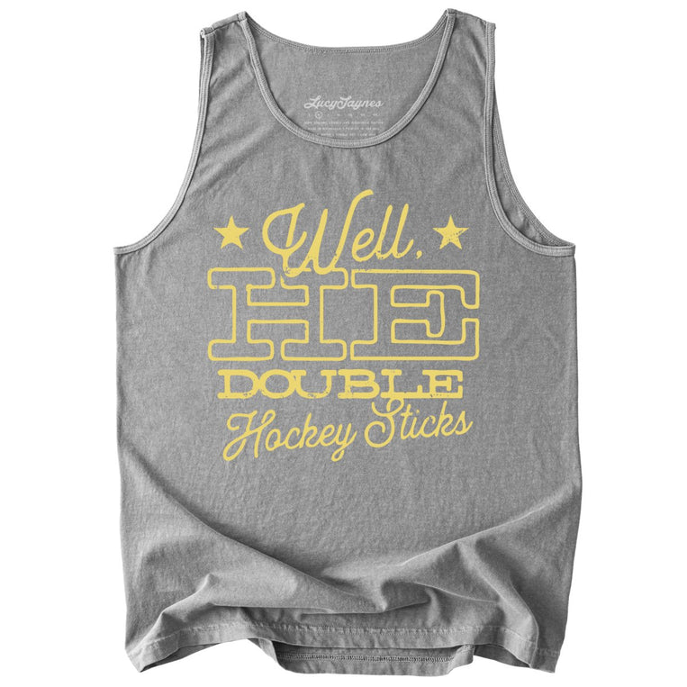 H E Double Hockey Sticks Comfort Colors Graphic Tank Top - Grey
