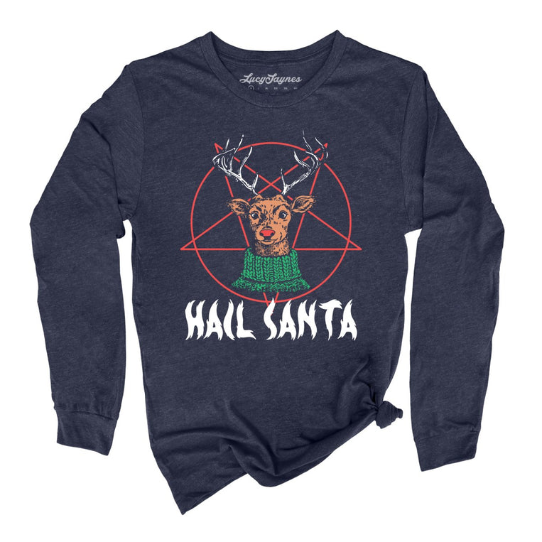 Hail Santa - Heather Navy - Full Front