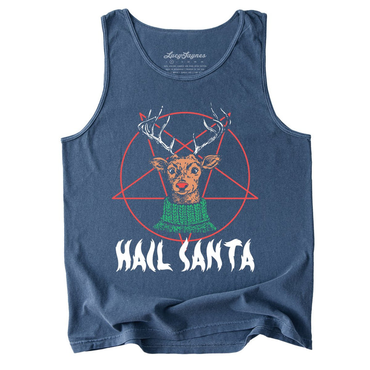 Hail Santa Comfort Colors Graphic Tank Top - Denim
