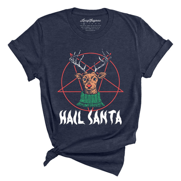 Hail Santa - Heather Midnight Navy - Full Front