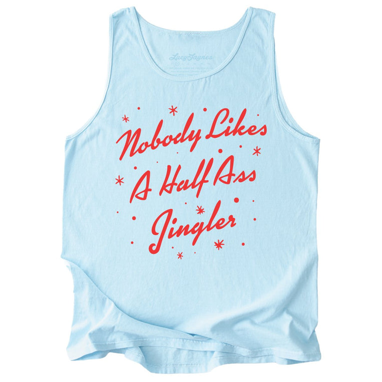Half Ass Jingler Comfort Colors Graphic Tank Top - Chambray