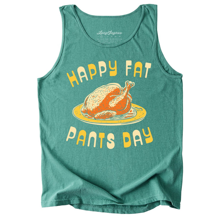 Happy Fat Pants Day Comfort Colors Graphic Tank Top - Light Green
