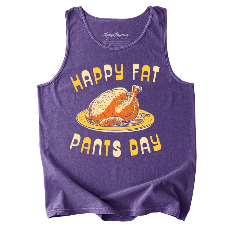 Happy Fat Pants Day Comfort Colors Graphic Tank Top - Grape