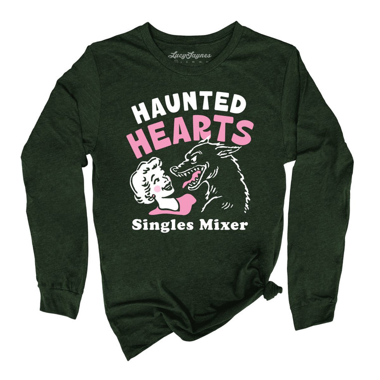 Haunted Hearts Singles Mixer - Heather Forest - Unisex Long Sleeve T-Shirt