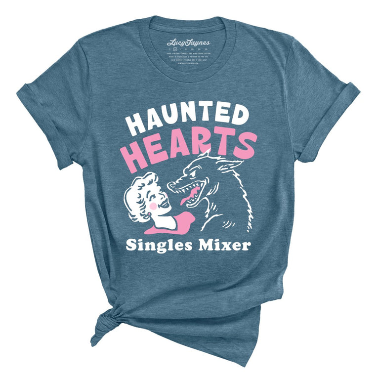 Haunted Hearts Singles Mixer - Heather Deep Teal - Unisex T-Shirt
