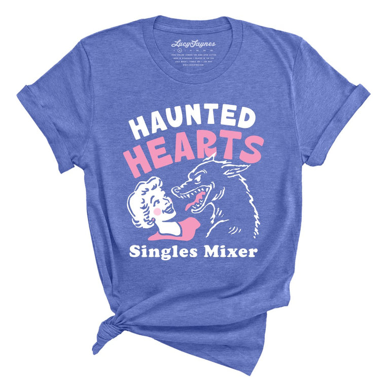 Haunted Hearts Singles Mixer - Heather Columbia Blue - Unisex T-Shirt