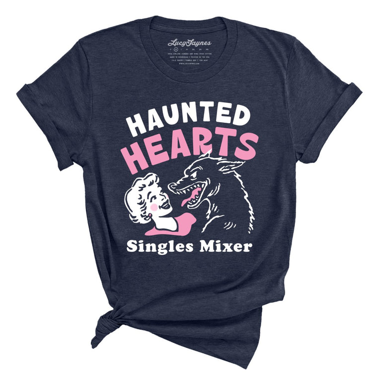 Haunted Hearts Singles Mixer - Heather Midnight Navy - Unisex T-Shirt