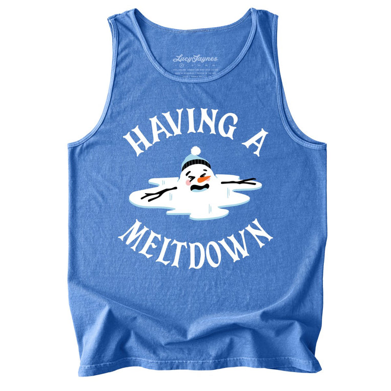 Having A Meltdown Comfort Colors Graphic Tank Top - Flo Blue