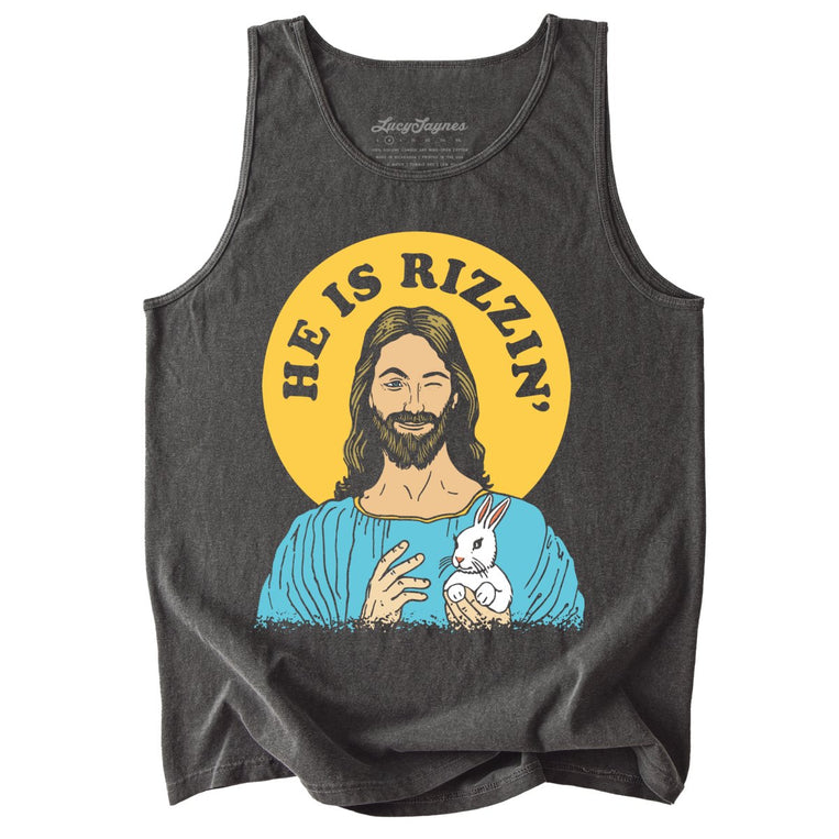 He Is Rizzin' Comfort Colors Graphic Tank Top - Pepper