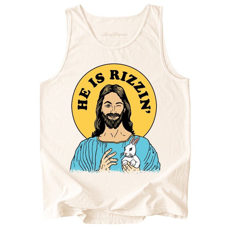 He Is Rizzin' Comfort Colors Graphic Tank Top - Ivory