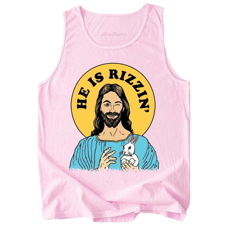 He Is Rizzin' Comfort Colors Graphic Tank Top - Blossom