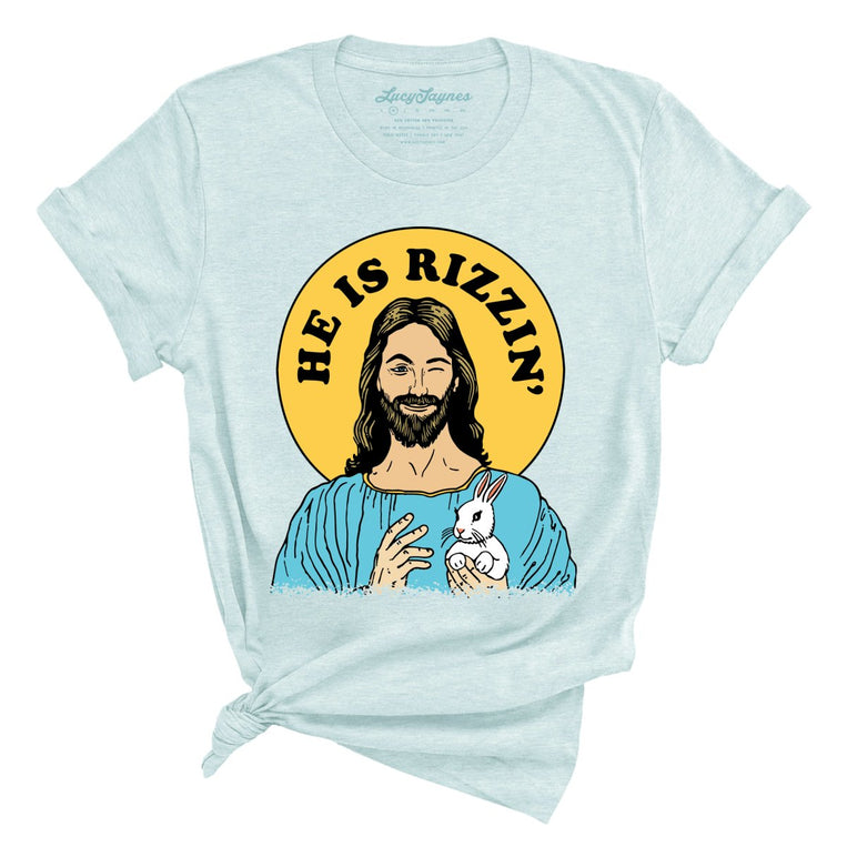 He Is Rizzin'. - Heather Ice Blue - Full Front