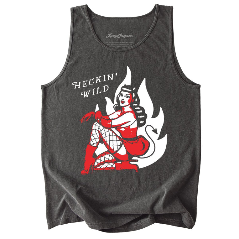 Heckin Wild Comfort Colors Graphic Tank Top - Pepper