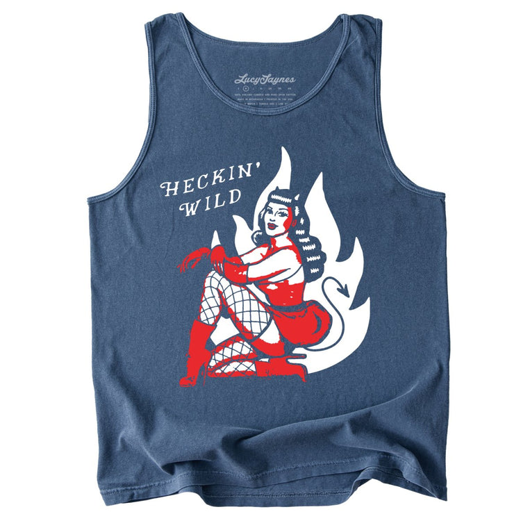 Heckin Wild Comfort Colors Graphic Tank Top - Denim