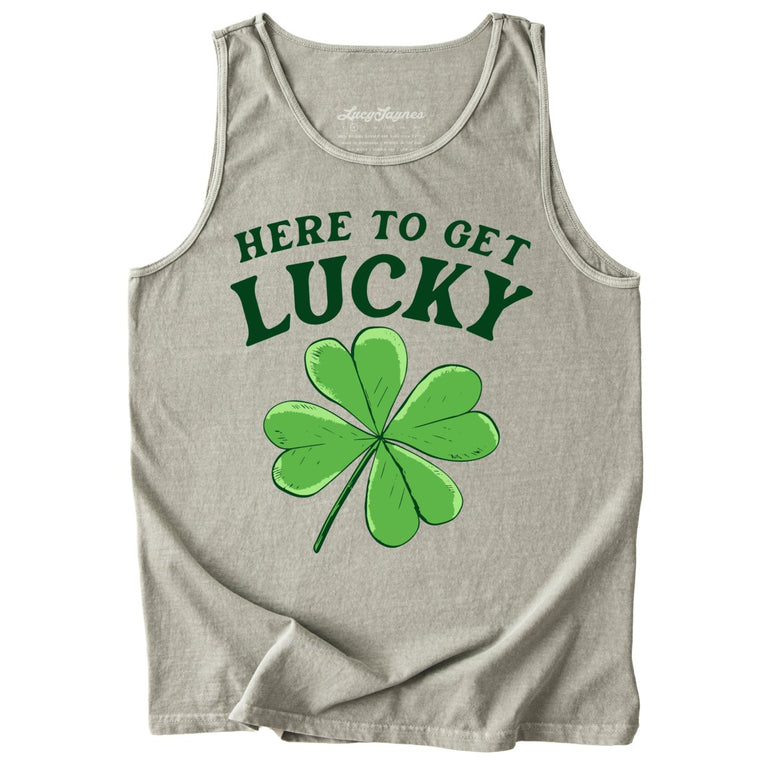 Here To Get Lucky Comfort Colors Graphic Tank Top - Sandstone