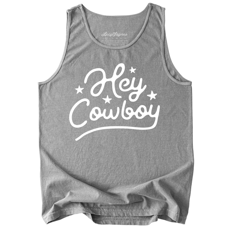 Hey Cowboy Comfort Colors Graphic Tank Top - Grey