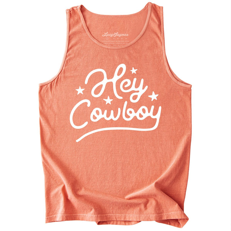 Hey Cowboy Comfort Colors Graphic Tank Top - Terracotta
