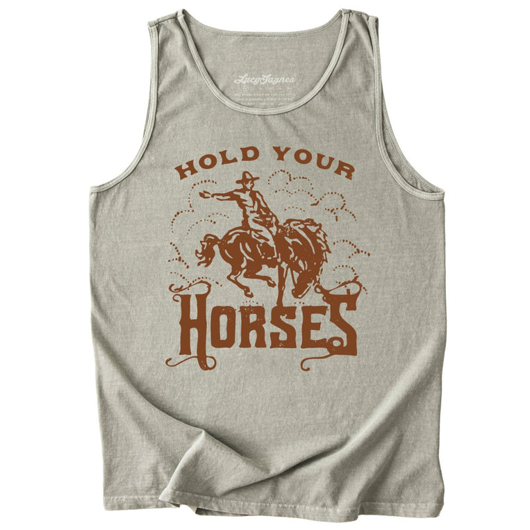Hold Your Horses Comfort Colors Graphic Tank Top - Sandstone