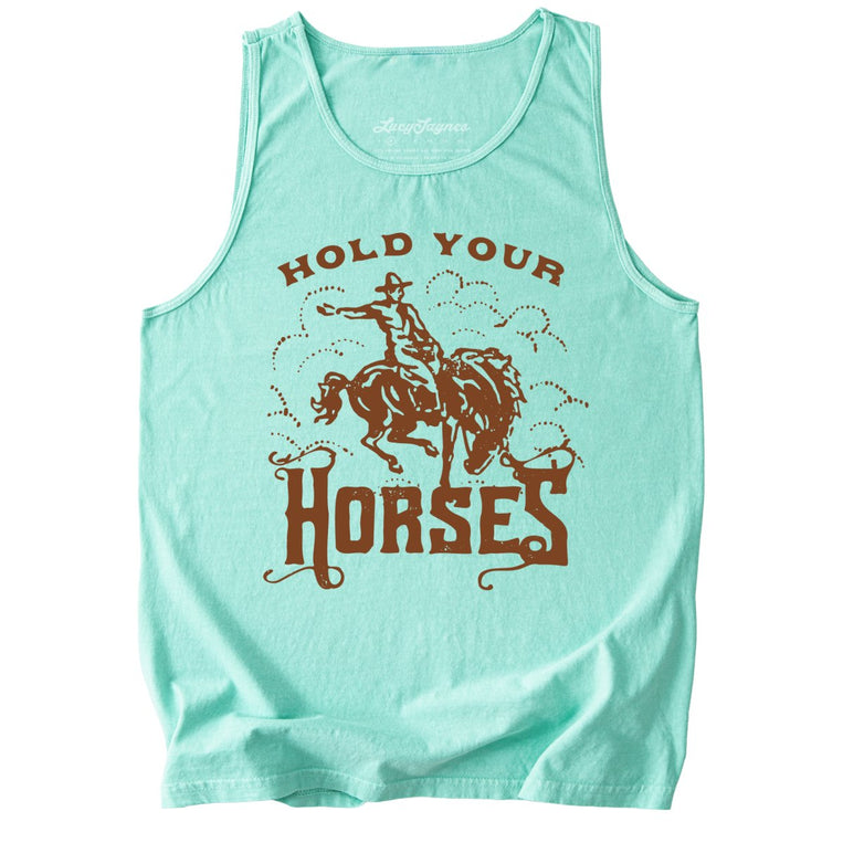Hold Your Horses Comfort Colors Graphic Tank Top - Island Reef